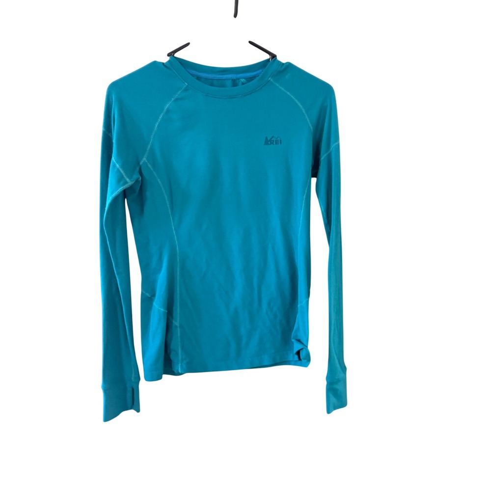 REI Womens Small Teal Blue Long Sleeve Base Layer Top Hiking‎ Athletic Shirt USA